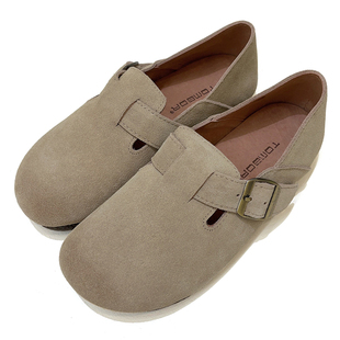 Tombor通宝女鞋新款平底奶奶鞋牛皮百搭日系懒人加绒半拖勃肯鞋