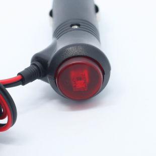 带开关汽车车载点烟器插头带线保险丝LED指示灯12V电源线通用