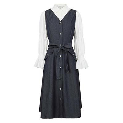 s.deer翻领收腰衬衫连衣裙套装