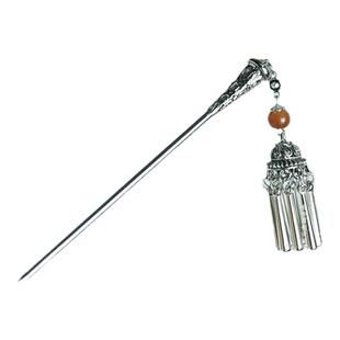 新中式清冷感簪子苗族银流苏发簪步摇风铃钟盾鼓古风国风盘头发饰
