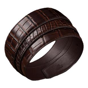 男士皮带不带头3.8鳄鱼纹打孔头层牛皮无头腰带3.3平滑扣针扣裤带