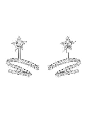 【自营】HEFANG Jewelry/何方珠宝星光飘带耳钉 一款多戴七夕礼盒