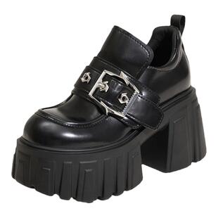 ZFCQ厚底内增高乐福鞋女真皮2026春秋洋气皮带扣小个子高跟小皮鞋