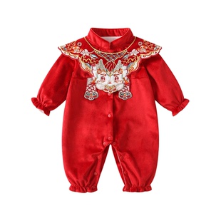 新生龙宝抓周宴礼服百天宝宝衣服女婴儿小公主冬国风百岁拍照服装