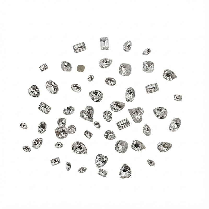 施家同款平替高品质美甲白钻系列尖底钻爆闪K9小钻混装指甲装饰品