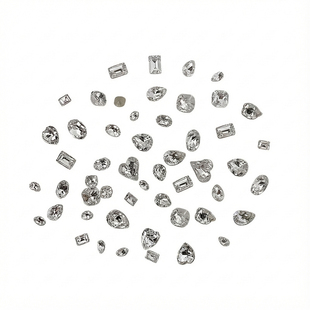 施家同款平替高品质美甲白钻系列尖底钻爆闪K9小钻混装指甲装饰品