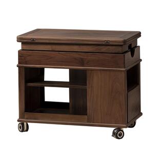 凯的黑胡桃木边几 可移动折叠家用客厅中古风升降实木茶几小桌子