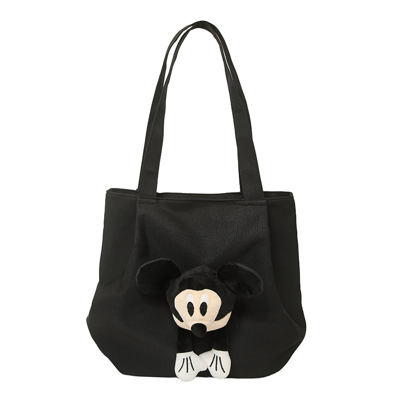 大学生上课补习袋2025新款卡通米奇帆布单肩通勤托特大包可爱布包