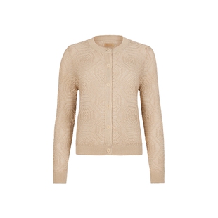 【季末折扣】FALCONERI女士修身几何棉质圆领休闲长袖开衫DML490D