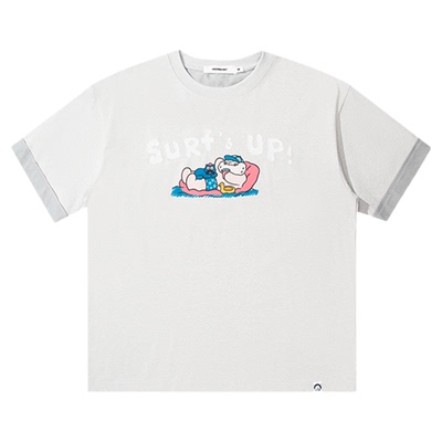 UNDERBOBO情侣袖口翻折短袖T恤女