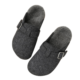 InkingPot彭姐 厚底百搭勃肯拖鞋女包头毛毡绒面一脚蹬羊毛穆勒鞋