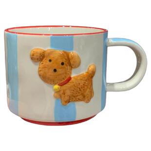 SkyBloom诗客高颜值浮雕小狗咖啡杯子高档精致陶瓷马克杯套装家用