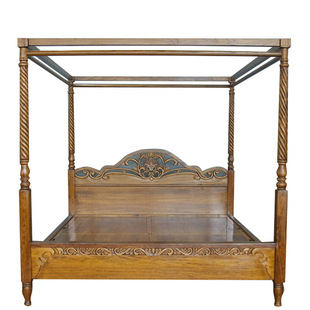 东南亚风格榆木刺猬紫檀木架子床BD164泰式实木四柱床帷幔架子床