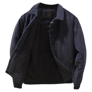 灯芯绒翻领棉衣男新款秋冬季加厚日系复古棉袄潮流条绒棉服外套男