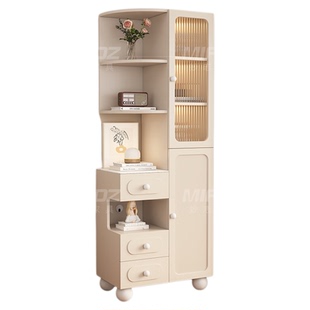 床头柜高柜书架一体置物柜家用卧室现代简约实木收纳柜超窄储物柜