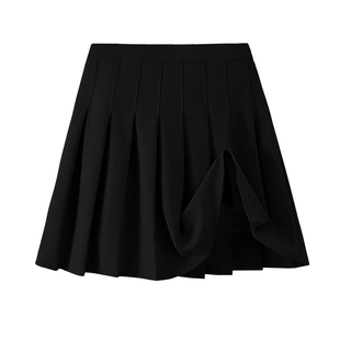弹力松紧腰百褶半身裙女春夏秋新款a字小个辣妹学院JK黑色短裙子