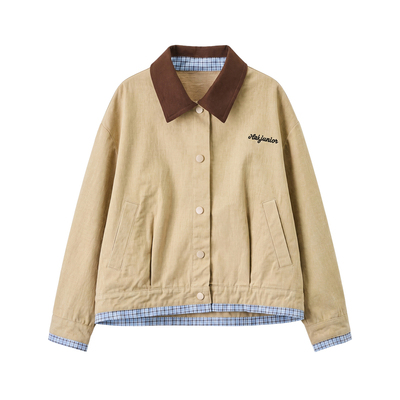 ask女童牛仔翻领外套学院风上衣