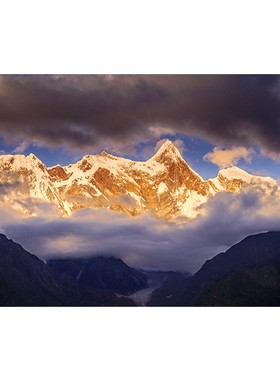 谷小泉【日照金山】现代简约客厅风景摄影装饰画带装裱60*45cm