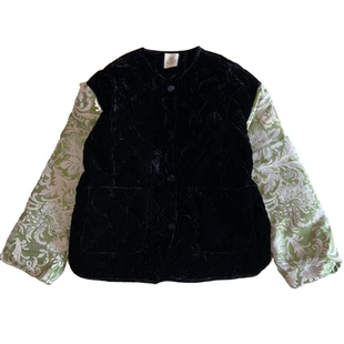 CICICOCO猫头鹰正品欧货特价冬新国风撞色金丝绒鹅绒羽绒服外套女