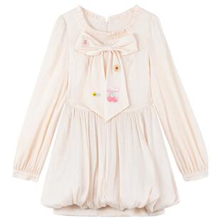 KEIKO 法式俏皮蝴蝶结饰花苞连衣裙2026春夏温柔流光纱蓬蓬公主裙