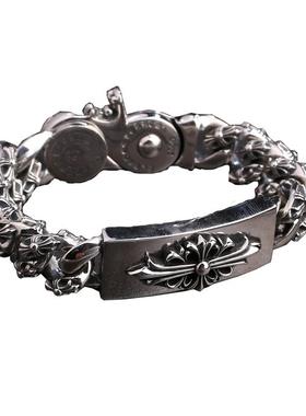 男士朋克风复古十字架银手链