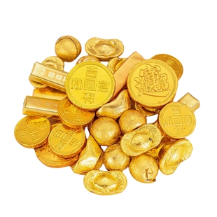 生日蛋糕装饰代可可脂巧克力金条金币花生元宝祝寿婚庆财神摆件