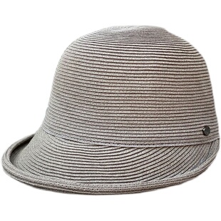 日本款休闲复古卷边马术帽夏季遮阳草帽女出游防晒沙滩草编鸭舌帽