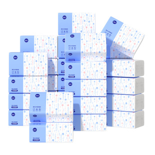 漫花4包抽纸整箱加大加长餐巾纸家用实惠装卫生面aj巾纸抽纸巾