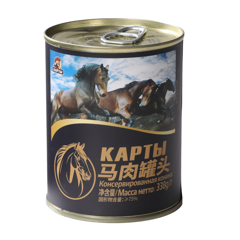 俄罗斯风味马肉罐头338g罐即食肉