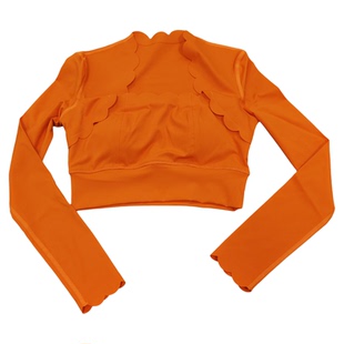 花边紧身高弹显瘦瑜伽运动长袖女专业跑步速干健身上衣训练带胸垫