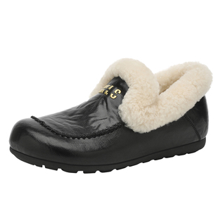 MILLIE'S/妙丽圆头厚底英伦风时尚百搭日常通勤加绒乐福鞋冬季女