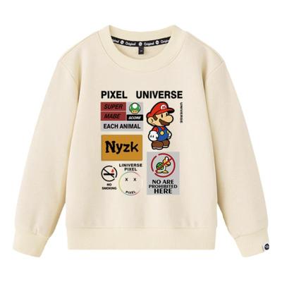 NYZK亲子装加绒加厚男童卫衣马里奥春秋款上衣男大童无帽儿童童装