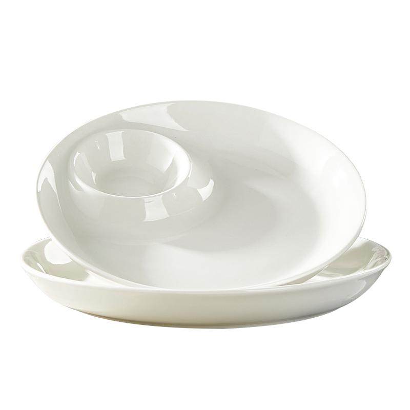 陶瓷饺子盘子家用大号分格盘带醋碟卤水拼盘吃水饺专用蘸料碟虾盘