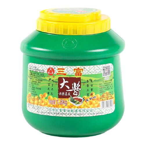 东北特产大酱沈阳三富大酱3斤黄豆酱沾酱菜葱蘸酱炒菜炸酱桶装美