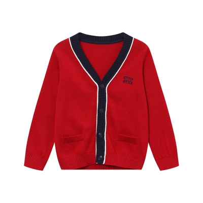 ettoi儿童V领针织衫冬季新款