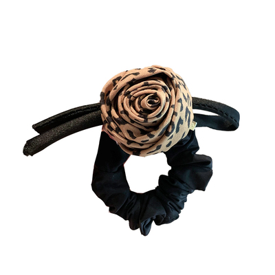 复古高级感豹纹玫瑰发圈