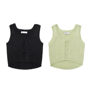 不等式2025夏季新款小众设计感显瘦手工穿绳绞花无袖针织背心女