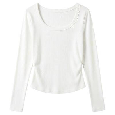 miu系简约气质方领长袖T恤