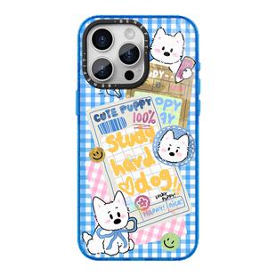 benefit蓝色格纹可爱学习小狗17适用于iphone16promax苹果15PRO晶盾磁吸手机壳13新款14冰川纹12防摔彩色边框