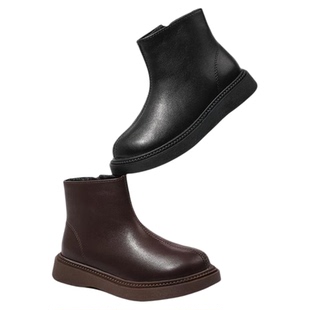 奥康童鞋女童短靴2025新款真皮复古短靴女孩冬季加绒中大童皮靴