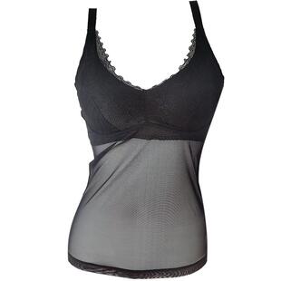 爱比娜无钢圈聚拢内衣性感薄款网纱文胸罩杯一体吊带背心式女长款