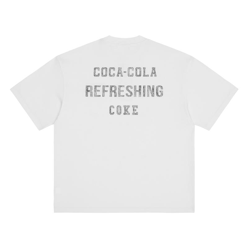 Coke 可口可乐 短袖T恤男夏季美式斑驳印花做旧水洗重磅情侣上衣