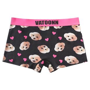 女士平角裤纯棉内裤中腰抗菌亲肤短裤透气可爱印花宽腰带收腹新款