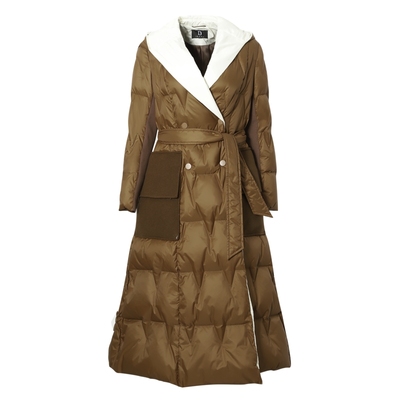 IDPAN百搭拼接撞色长款羽绒服