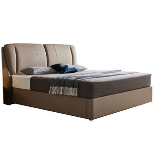 慕思皮床主卧大床现代简约高箱床真皮储物床轻奢床架皮艺床高箱床