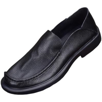 夏季透气商务男鞋软皮大码休闲皮鞋男真皮单层牛皮宽脚商务乐福鞋