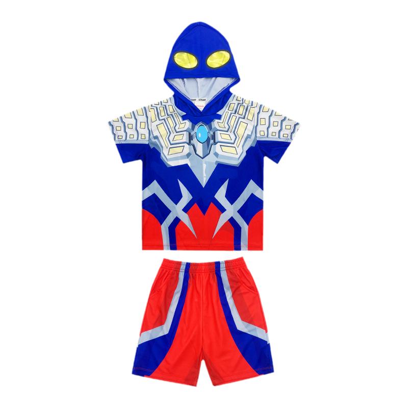 奥特曼衣服男童连帽夏季两件套
