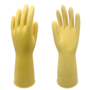 正品越秀山加厚牛筋乳胶手套洗衣洗碗耐用防水厨房家务橡胶皮手套