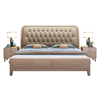 杏色全实木床1.8米双人床榫卯满铺中式1.5m紫金檀木婚床2*2.2大床