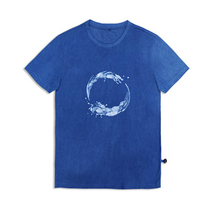 【水纹】豆制植物蓝染原创设计手工草木染indigo手绘蜡染短袖T恤